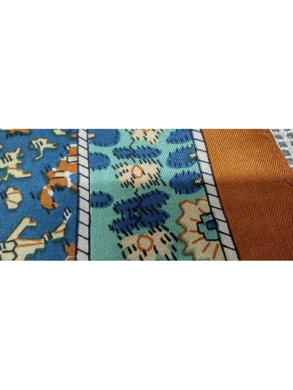Vintage 60s 1970s Boho Scarf Wild Paisley Brown Blue Silk Blend 21 x 21 about
